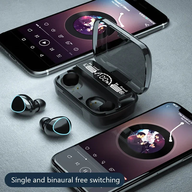 M10 TWS Bluetooth Earbuds – Wireless Headphones with Mic & LED Charging Case