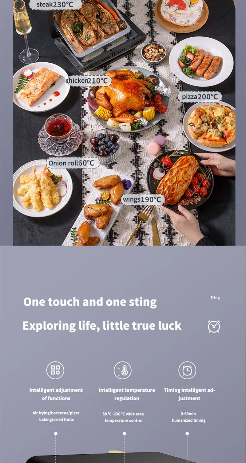 10L Large Capacity Electric Air Fryer – Oil-Free Convection Oven with 360° Baking