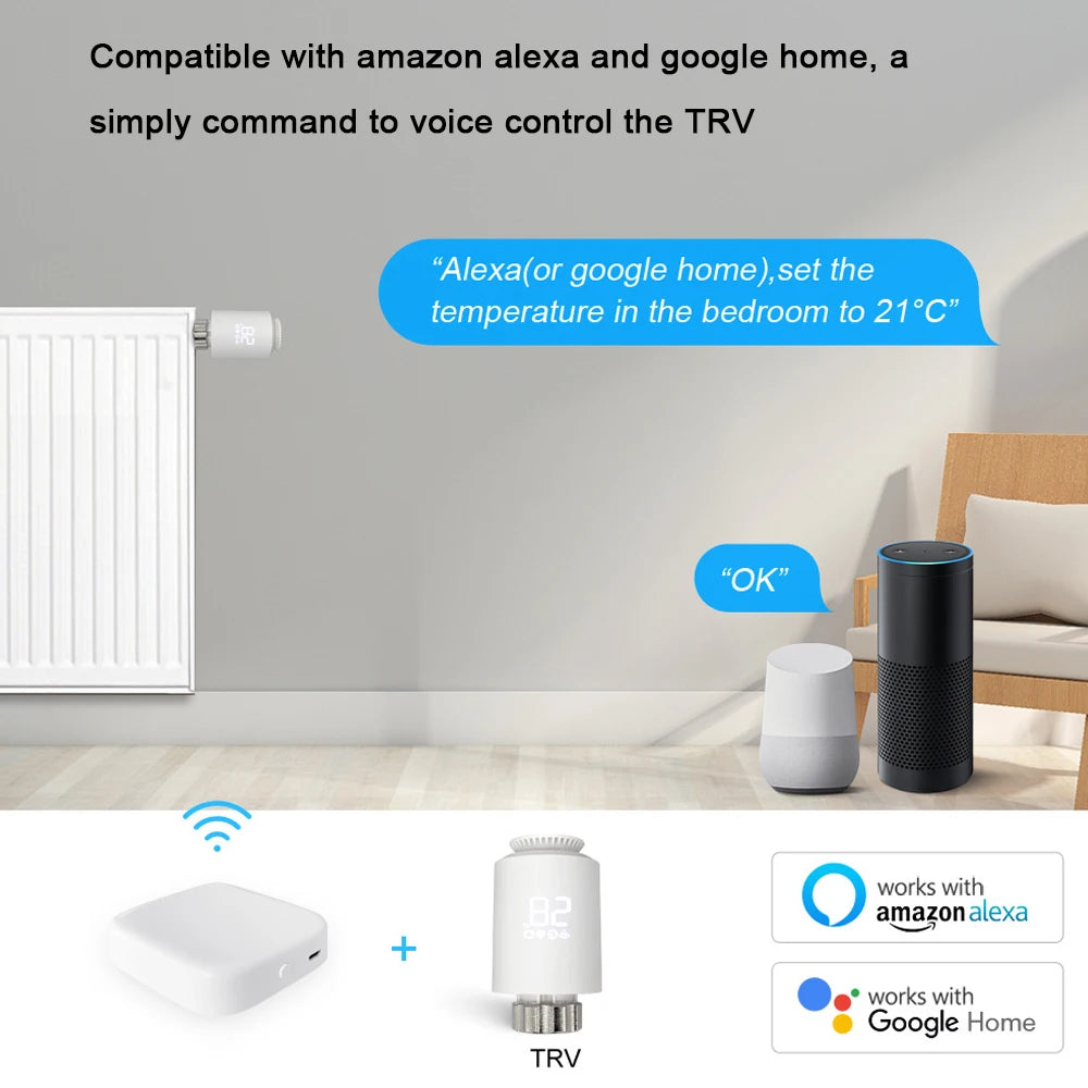Tuya ZigBee 3.0 Smart TRV – Thermostatic Radiator Valve with Alexa & Google Home Support