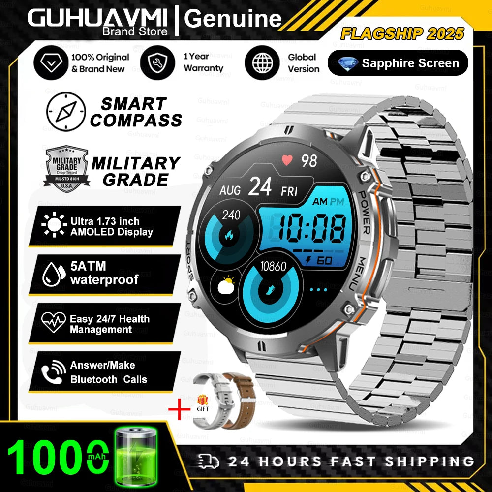 T-Rex 3 Military Grade Smartwatch – 1000mAh Battery, 10ATM Waterproof, GPS, AMOLED, Call Support