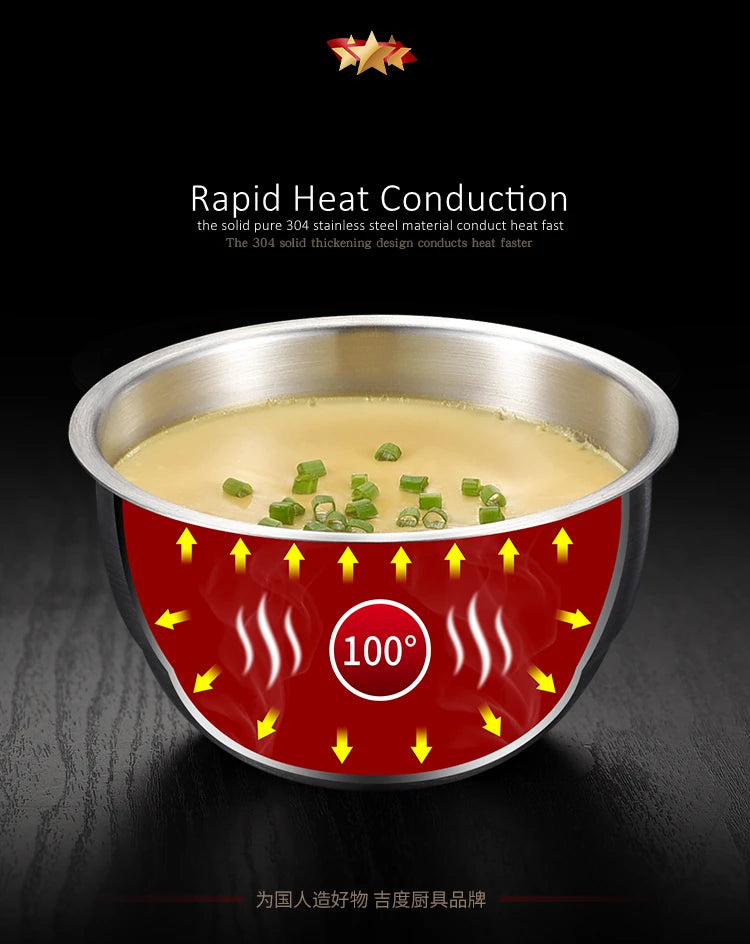 LFGB Certified 304 Stainless Steel Egg Custard Steamer – Ultra Thick & Durable Food Steaming Bowl for Kitchen