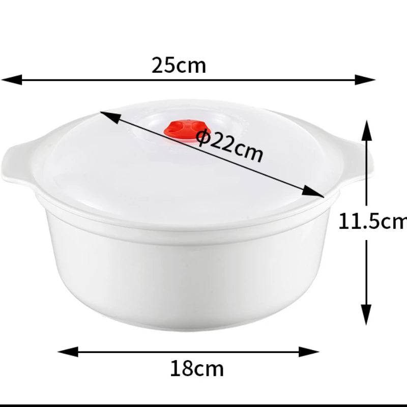 Microwave-Safe Heating & Storage Bowl – Plastic Food Container with Lid for Steamed Buns, Instant Noodles & Leftovers