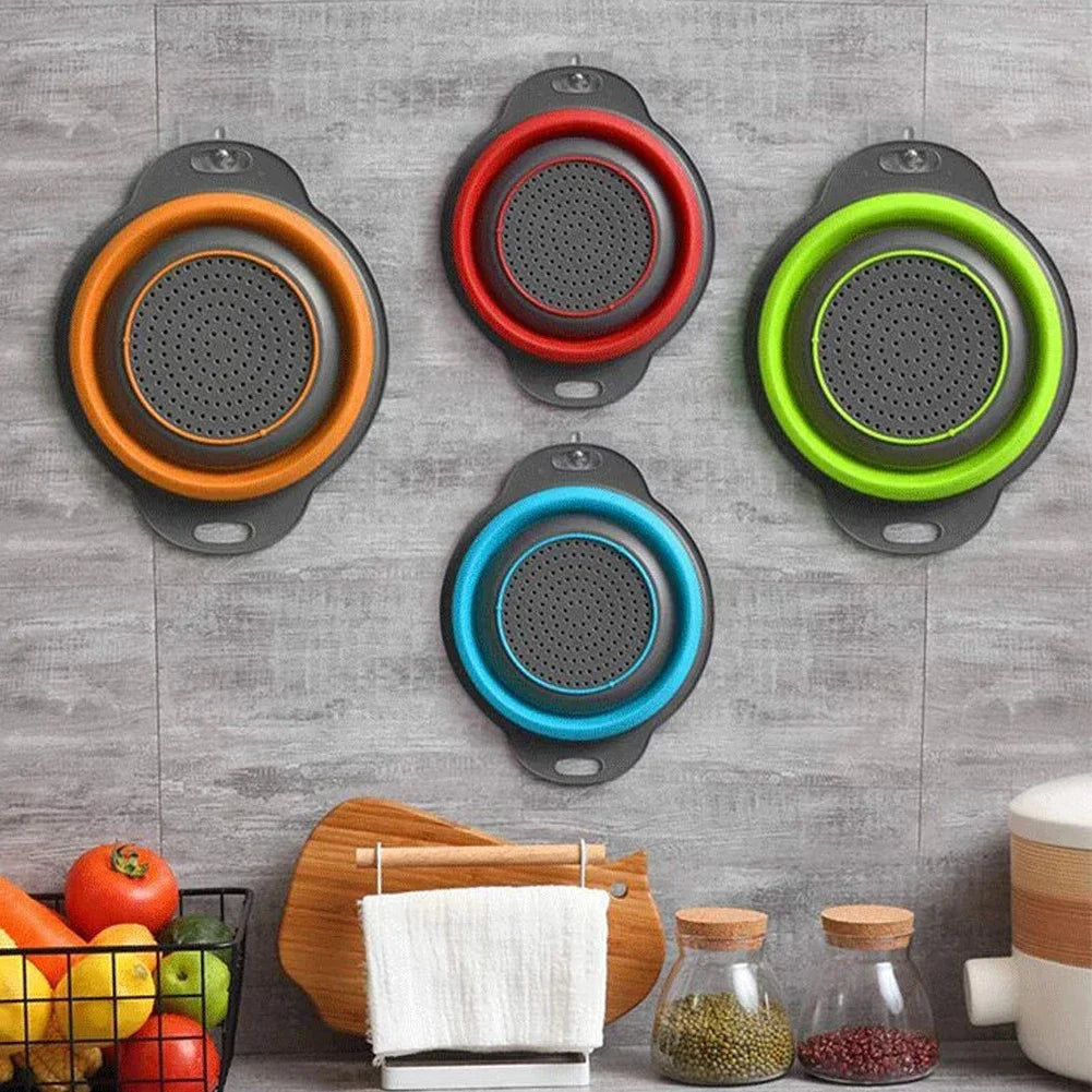 Silicone Folding Drain Basket – Foldable Fruit & Vegetable Washing Basket, Collapsible Kitchen Strainer & Storage Tool