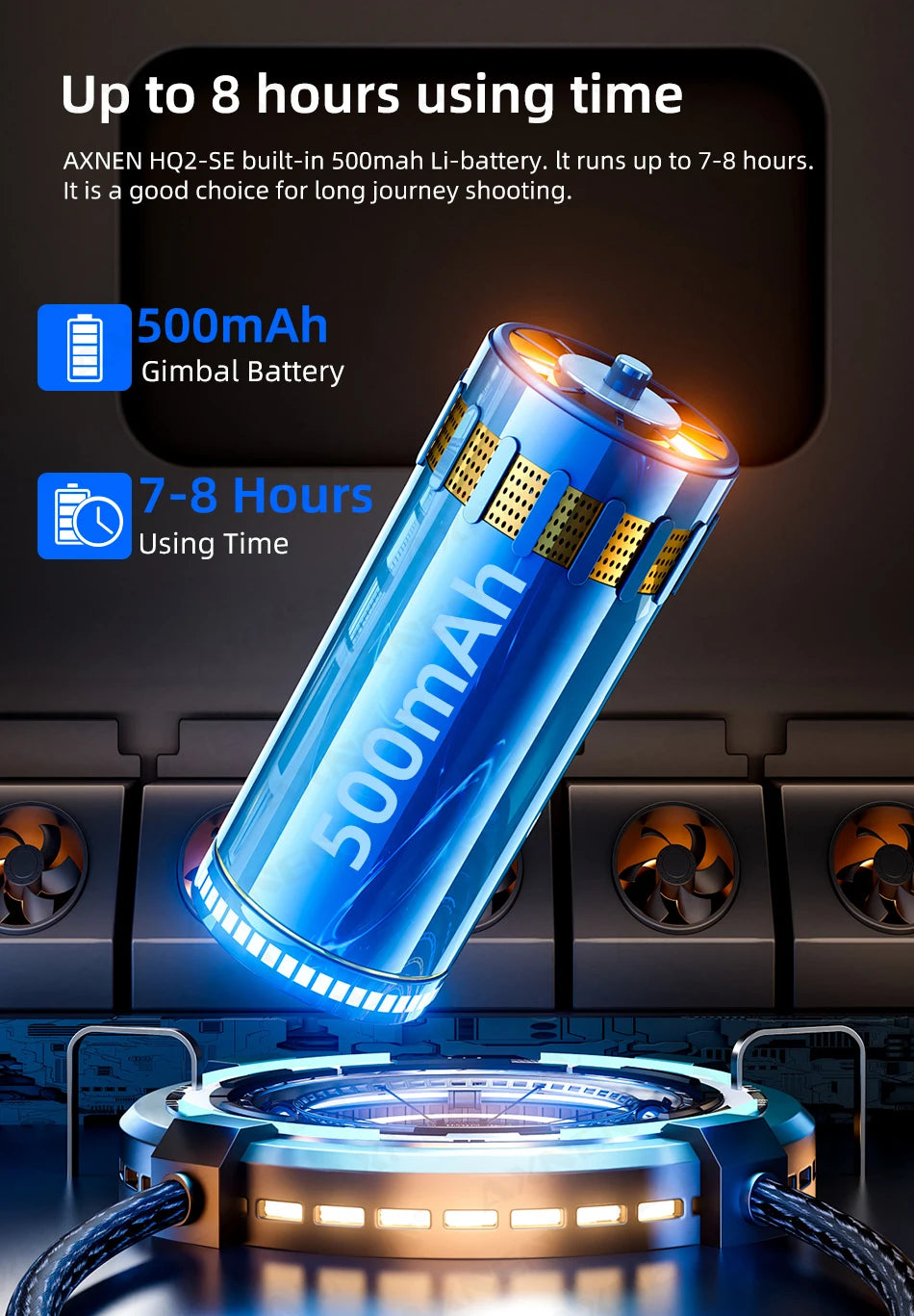 AXNEN HQ2 Series 3-Axis Handheld Gimbal Stabilizer for Smartphone & GoPro – Selfie Stick, Tripod & Extension Rod Combo