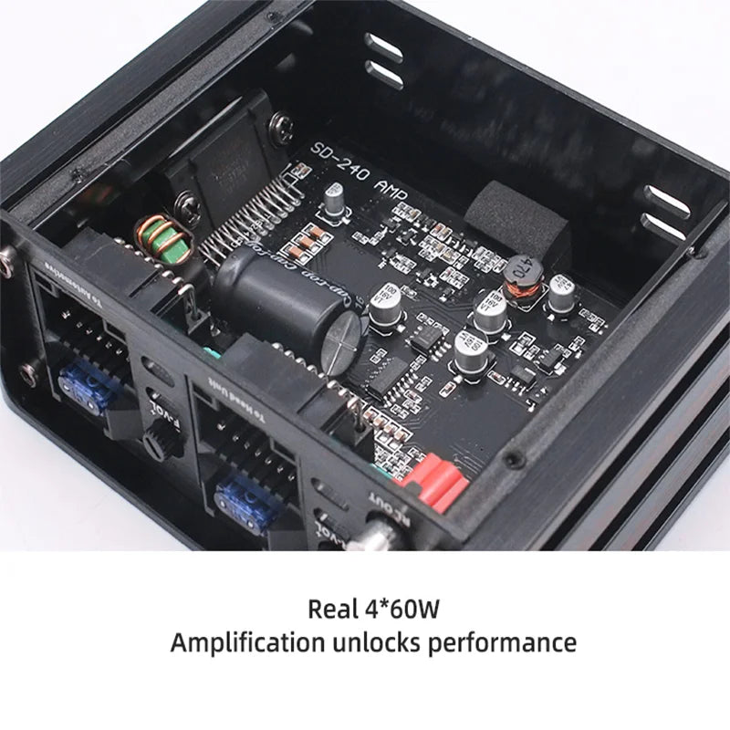 4×60W DSP Car Audio Amplifier – Class AB, Non-Destructive Install, Android Screen Compatible