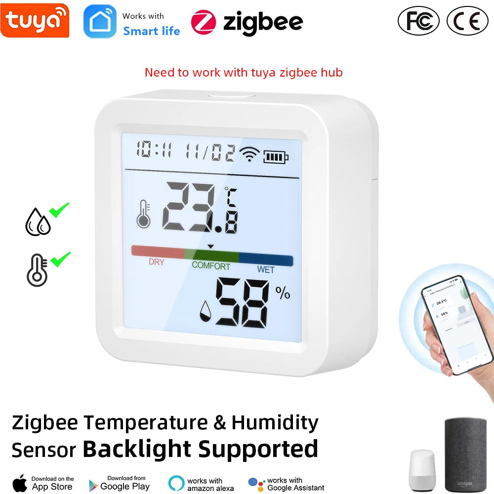 Tuya ZigBee Temp & Humidity Sensor – LCD Display, Smart Home Integration