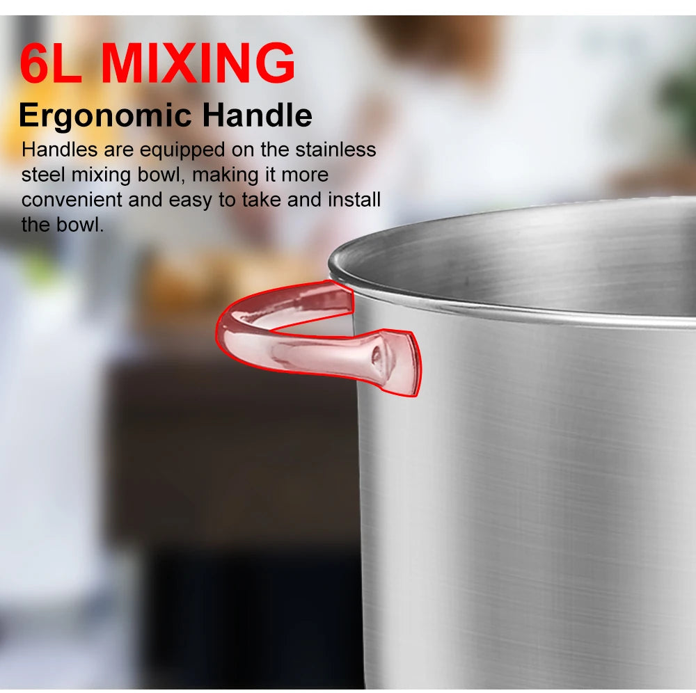 BioloMix 1200W Stand Mixer – 6L Bowl, 6-Speed, Dough & Whisk Attachments
