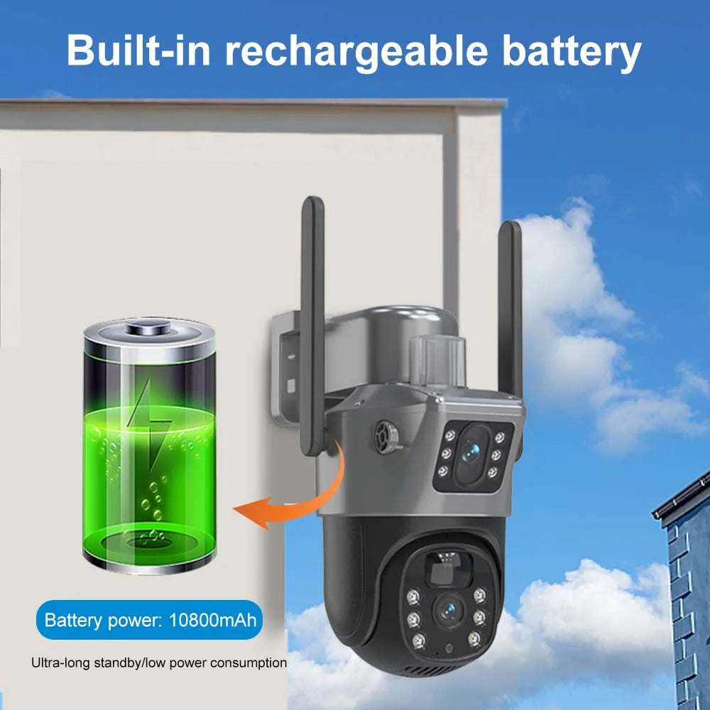 8MP 4K WiFi Solar Camera – Outdoor Wireless CCTV with Dual Lens & PTZ