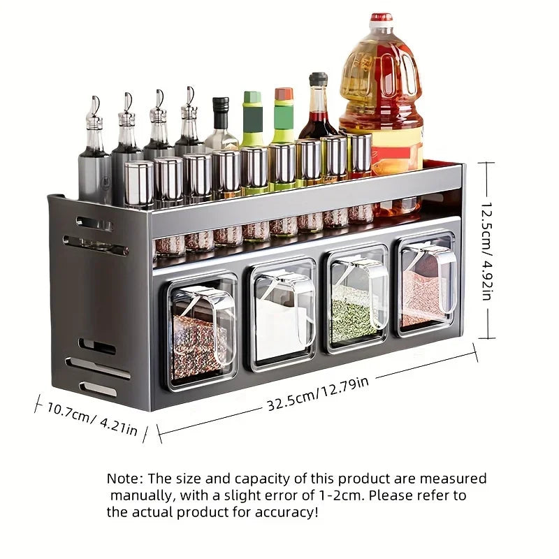 Stainless Steel Wall-Mounted Spice Rack – Multi-Functional Kitchen Organizer