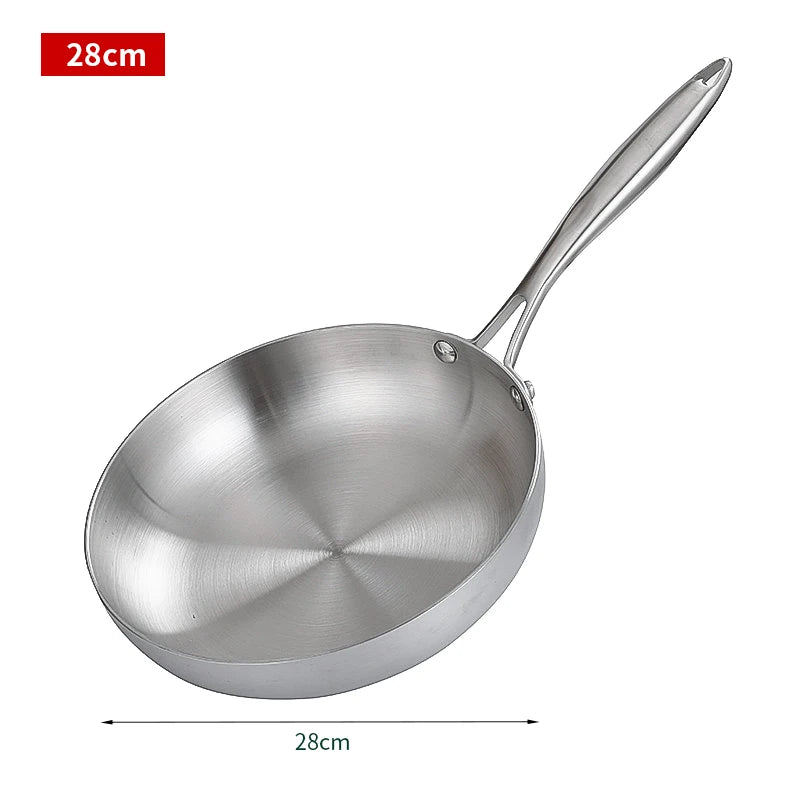 304 Stainless Steel Frying Pan – Uncoated Non-Stick Cookware for Gas & Induction Stoves