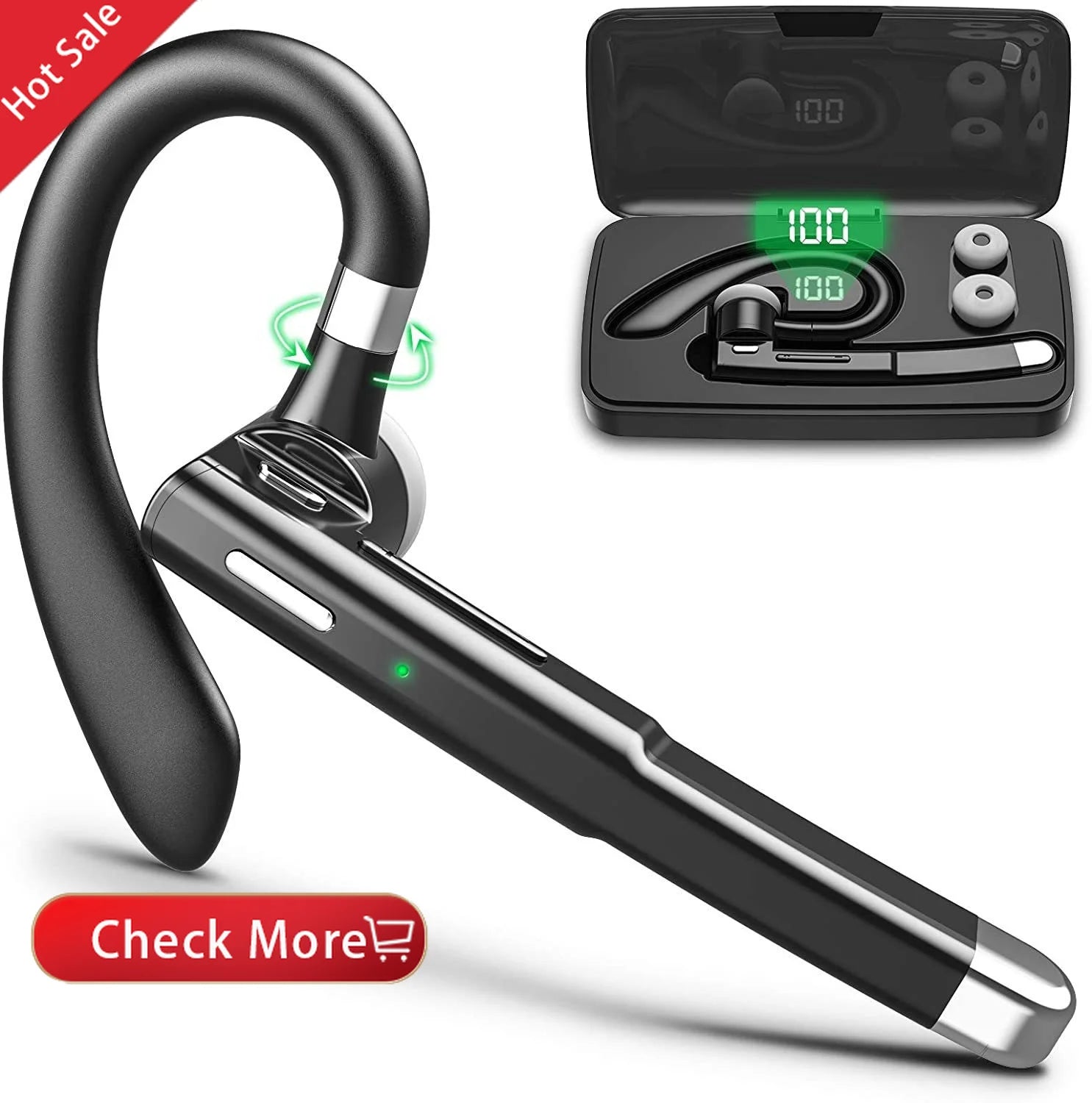 Wireless Bluetooth Headset – Hands-Free Business Earphones with Mic