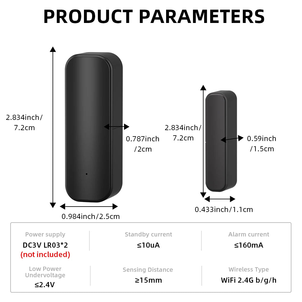Tuya Smart Door & Window Sensor – WiFi/ZigBee Wireless Open-Close Detector