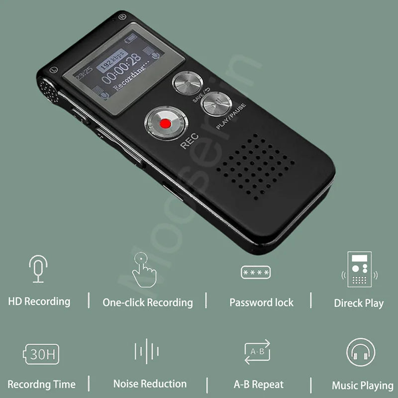 Digital Voice Recorder – 8GB USB Audio Recorder with Playback & MP3 Function