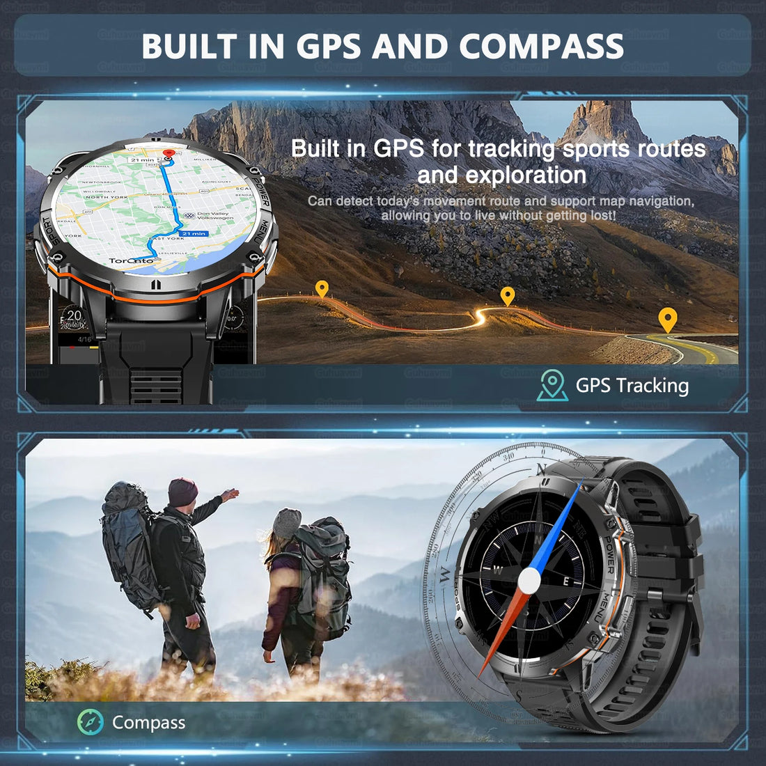 T-Rex 3 Military Grade Smartwatch – 1000mAh Battery, 10ATM Waterproof, GPS, AMOLED, Call Support