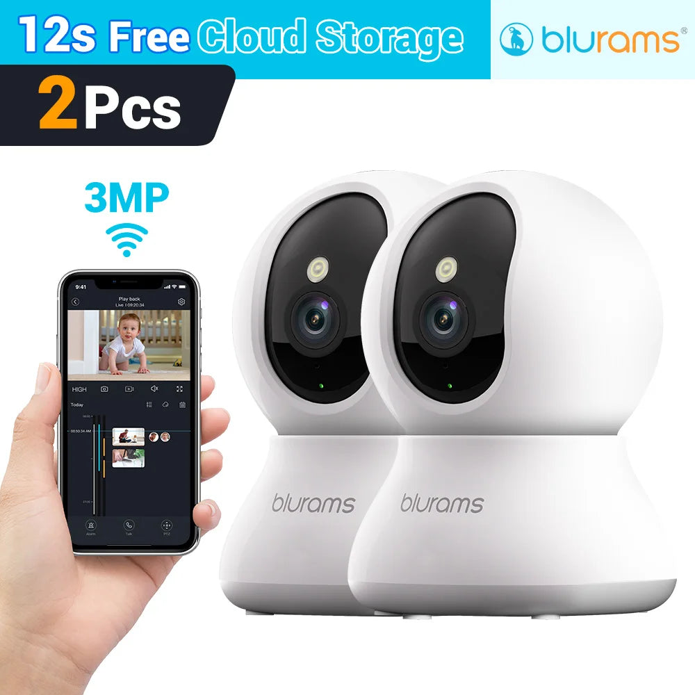 Blurams A31S 2-Pack Indoor Security Cameras – 2K HD with One-Touch Call
