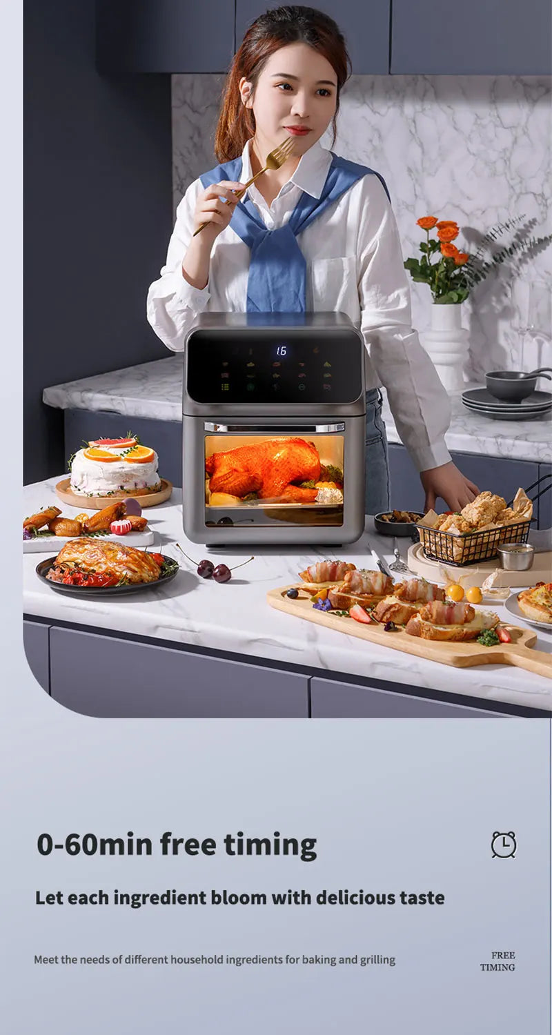 10L Large Capacity Electric Air Fryer – Oil-Free Convection Oven with 360° Baking