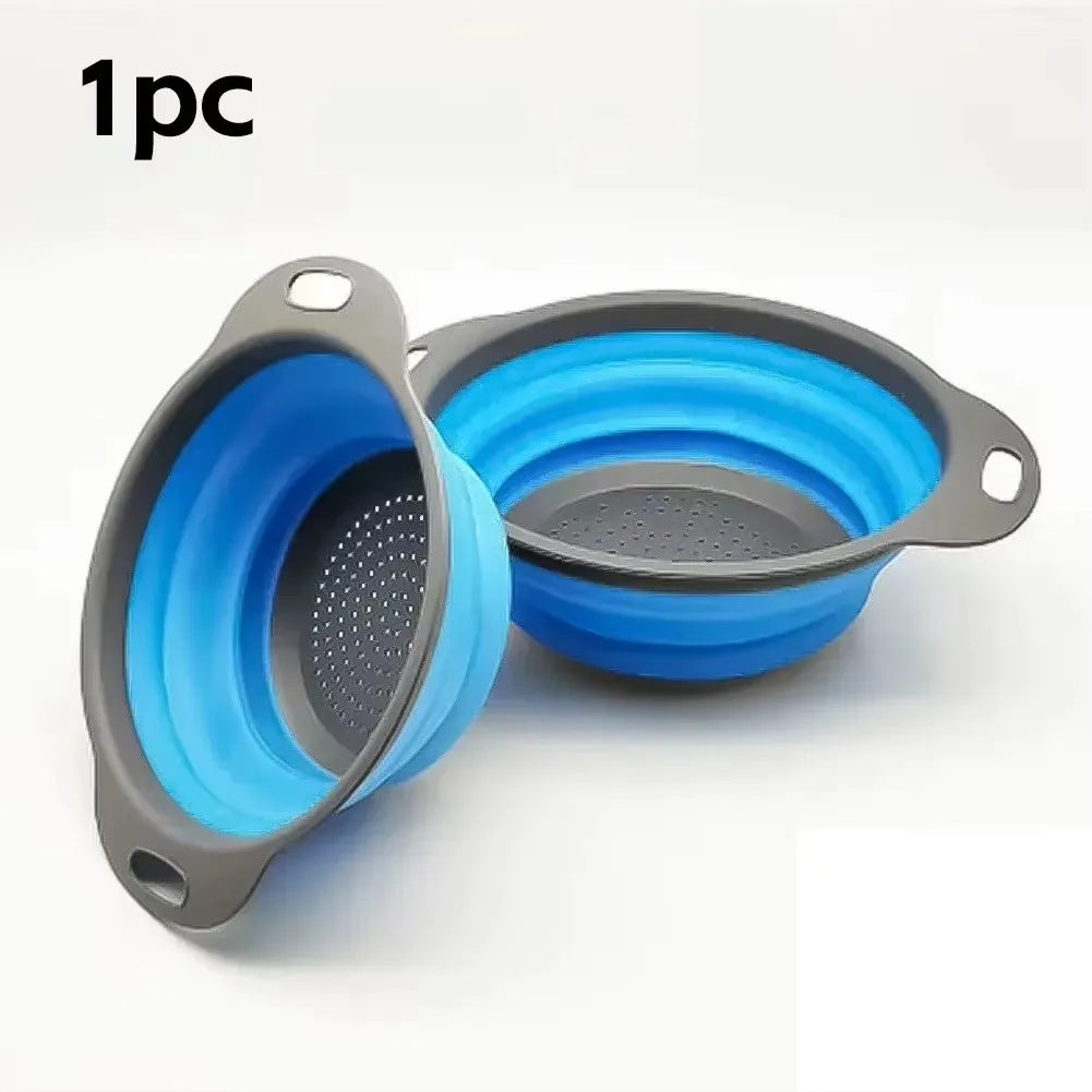 Silicone Folding Drain Basket – Foldable Fruit & Vegetable Washing Basket, Collapsible Kitchen Strainer & Storage Tool