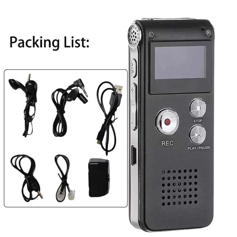 Digital Voice Recorder – 8GB USB Audio Recorder with Playback & MP3 Function