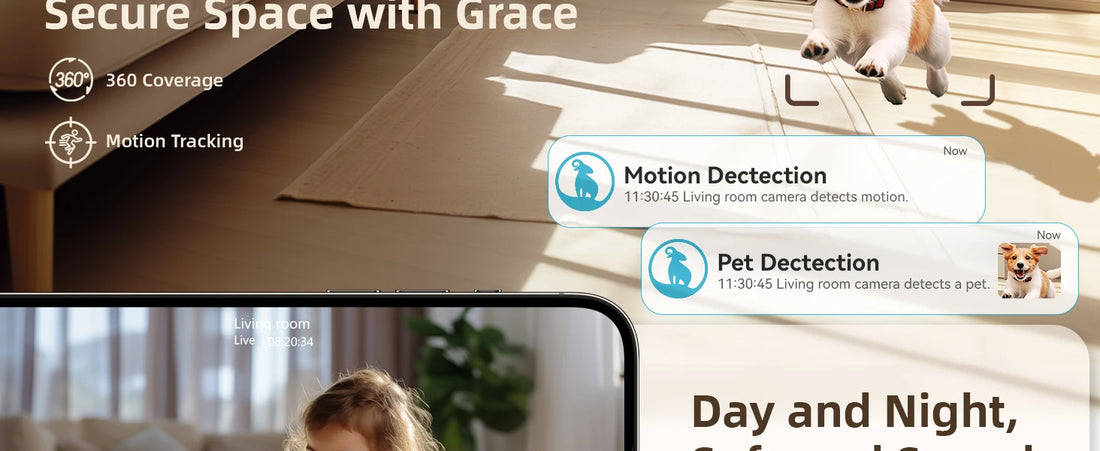 Blurams 2.4 & 5G WiFi Indoor Camera 2K HD – 360° PTZ, Night Vision, 2-Way Talk, Pet & Baby Monitor