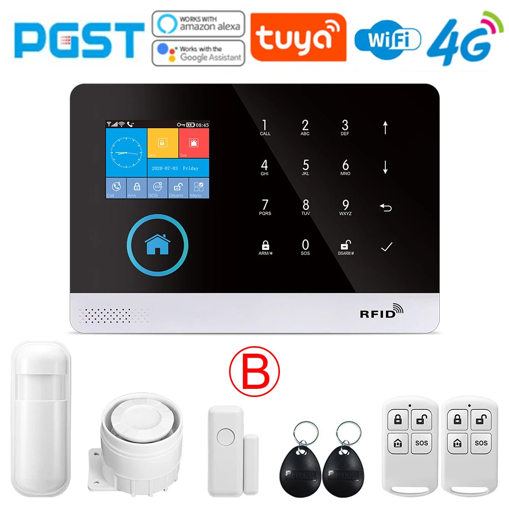 PGST-103 Smart Alarm System – 4G/WiFi Wireless Home Security with Smart Life App Control