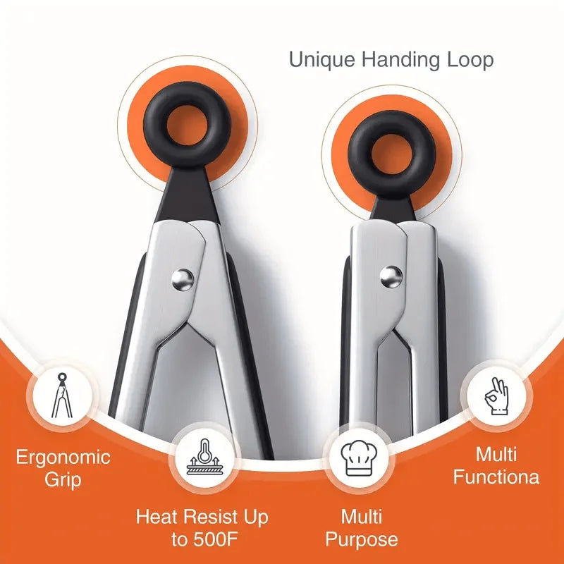 3 Size Available Heavy Duty Stainless Steel Kitchen Tongs with Silicone Tips High Heat Resistant Locking Design Secure Grip