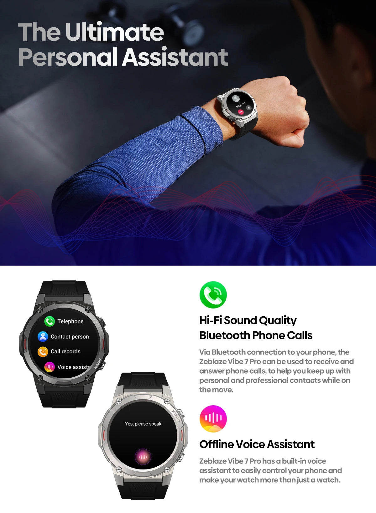 Zeblaze VIBE 7 PRO – 1.43" AMOLED Smartwatch with Call & Health Tracking