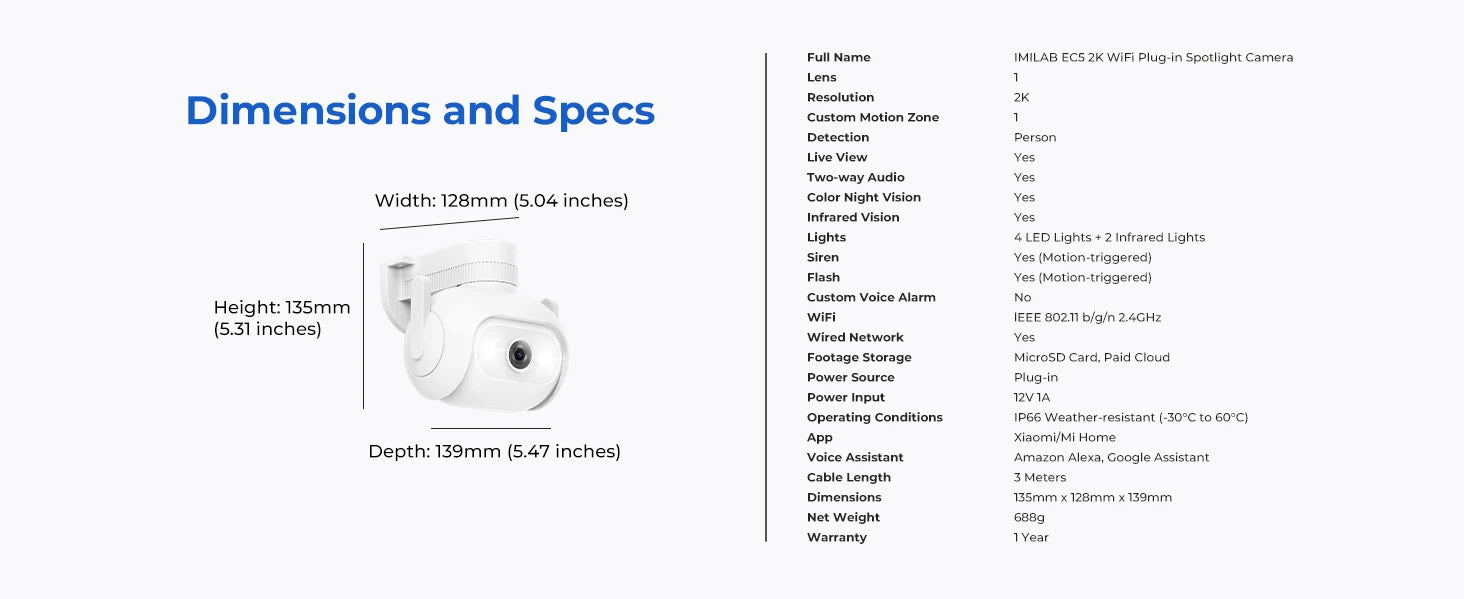 IMILAB EC5 3MP 2K Floodlight Outdoor Security Camera – 360° PTZ, Color Night Vision, Human Tracking, Auto Deterrence