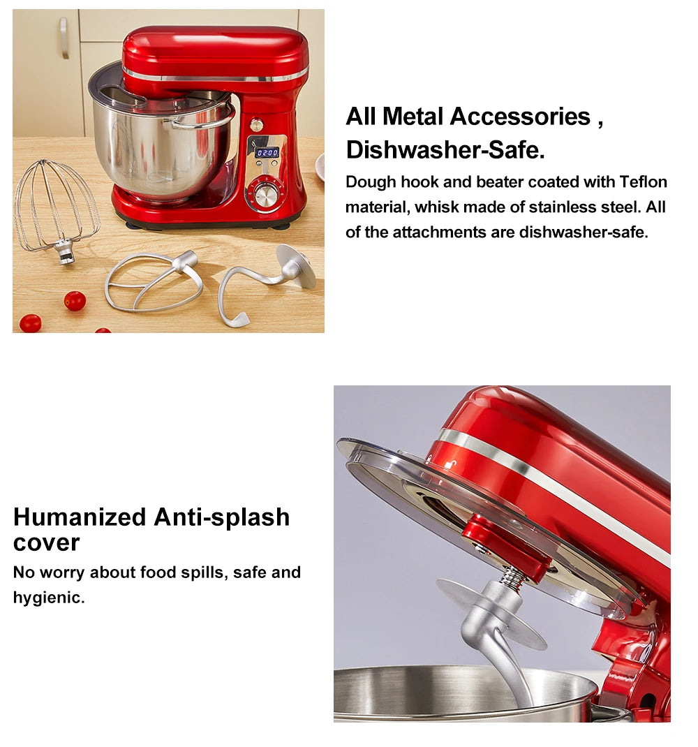 BioloMix 1200W Stand Mixer – 6L Bowl, 6-Speed, Dough & Whisk Attachments