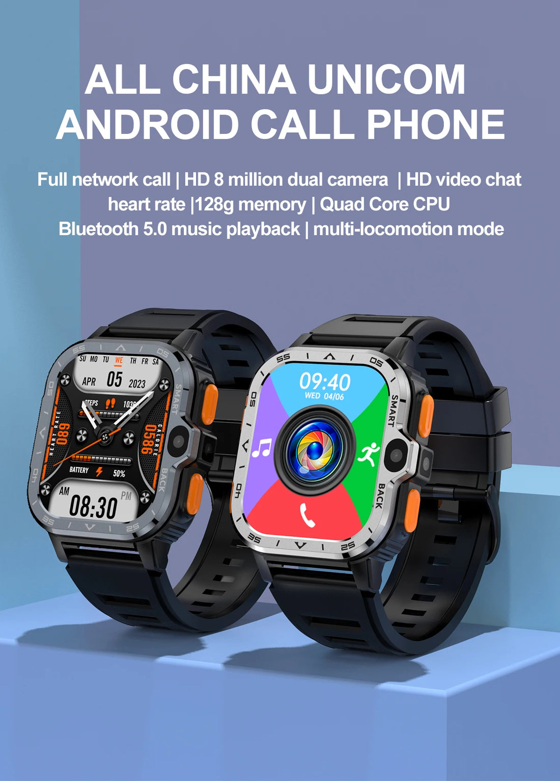 Valdus PGD Android Smart Watch – Dual Camera, GPS, 4G SIM, NFC, 16G/64G Storage