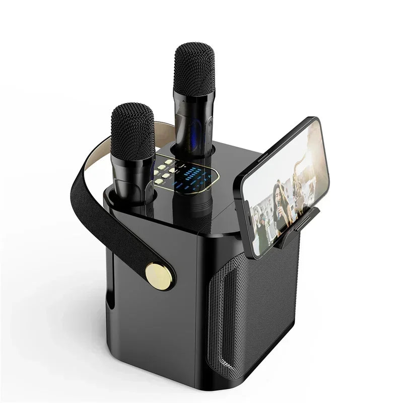 High Power Portable Karaoke Bluetooth Speaker with 2 Mics & 360° Surround