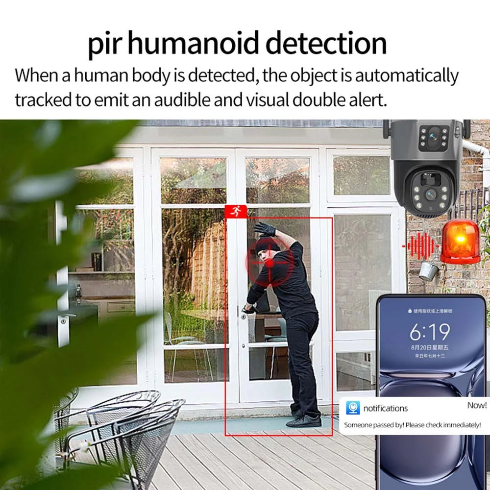 8MP 4K WiFi Solar Camera – Outdoor Wireless CCTV with Dual Lens & PTZ