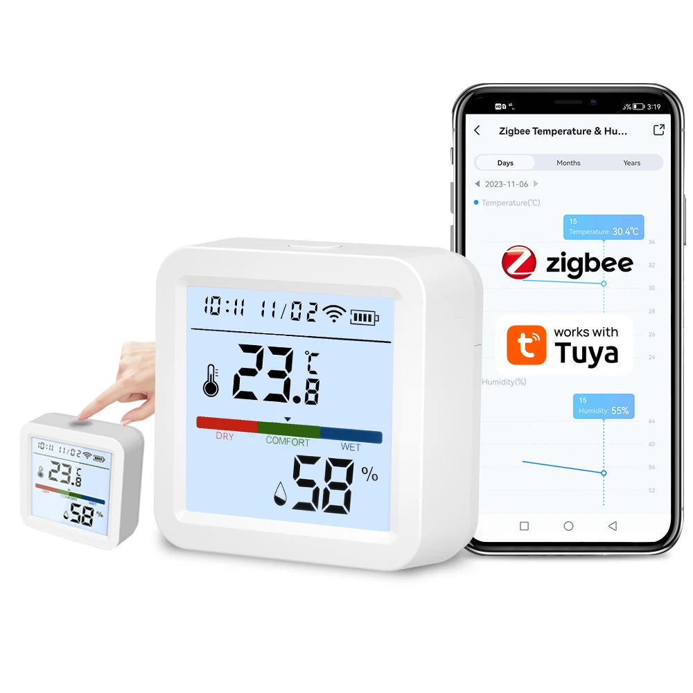 Tuya ZigBee Temp & Humidity Sensor – LCD Display, Smart Home Integration