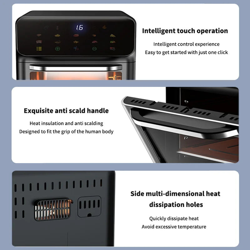 10L Large Capacity Electric Air Fryer – Oil-Free Convection Oven with 360° Baking