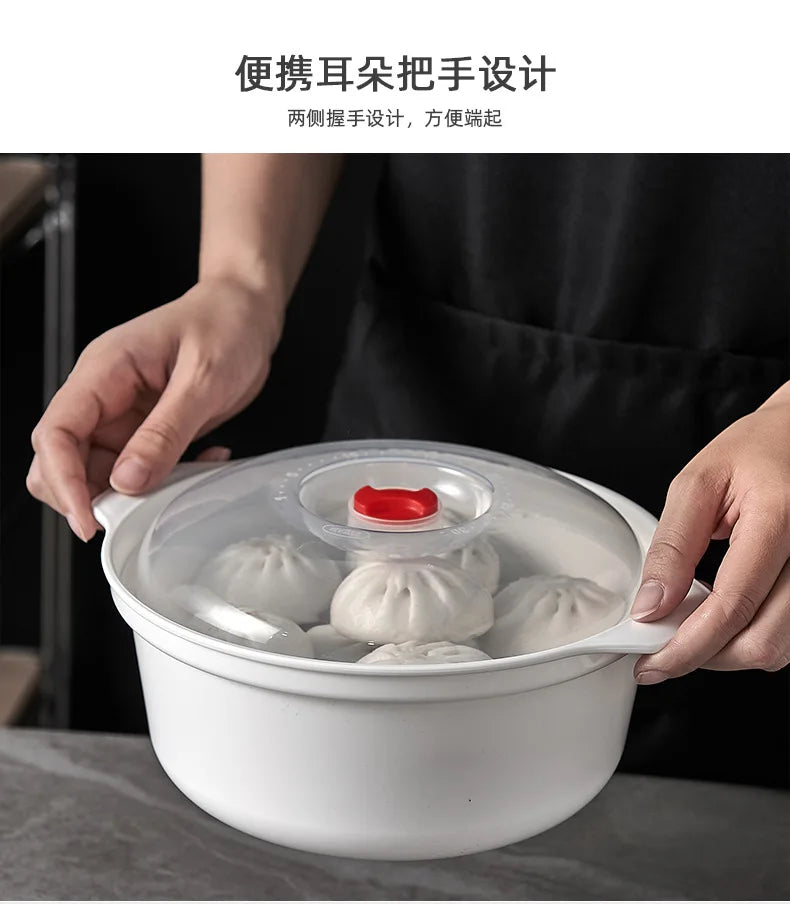 Microwave-Safe Heating & Storage Bowl – Plastic Food Container with Lid for Steamed Buns, Instant Noodles & Leftovers