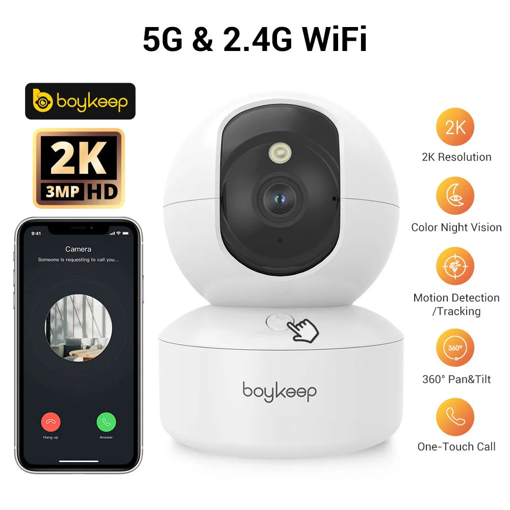 BoyKeep 3MP WiFi Baby Monitor – 5G/2.4GHz, Auto Tracking, 24/7 Surveillance