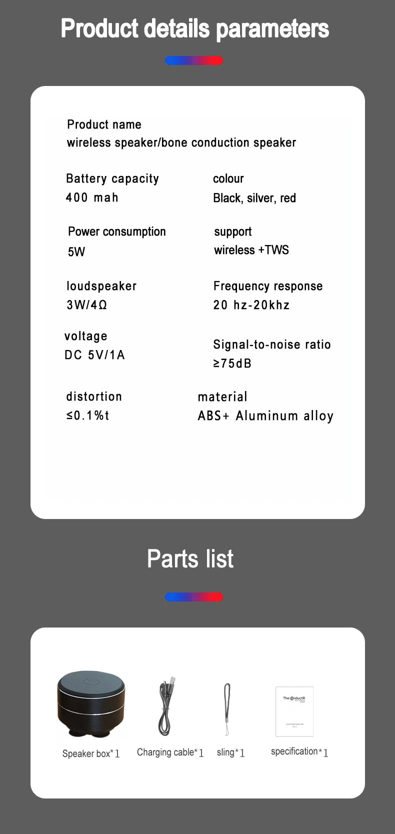 Bone Conduction Wireless Speaker – TWS Hi-Fi Sound with Sucker Mount & Wearable Loop