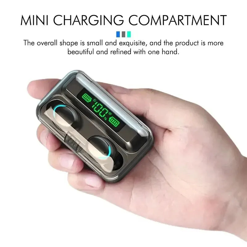 F9 TWS Wireless Bluetooth Earbuds – Waterproof Headphones with Digital Display Case