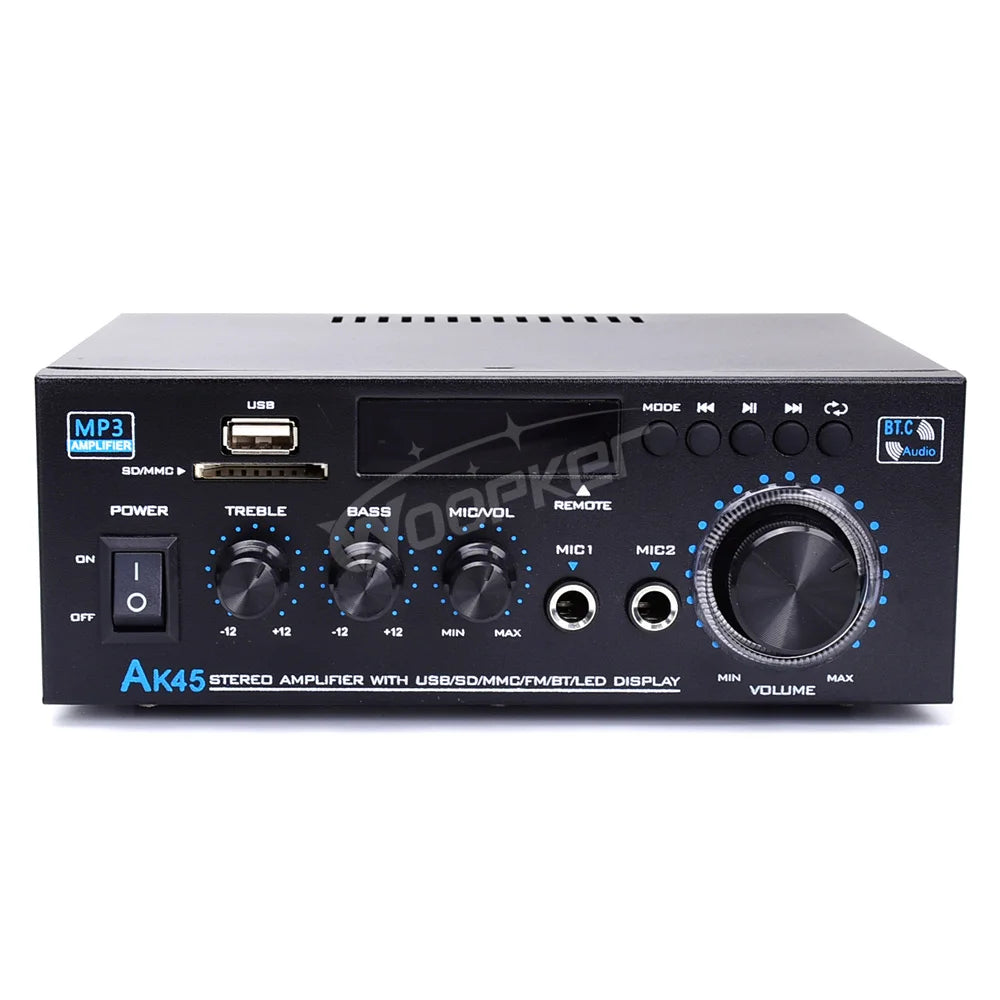 Woopker AK45 HiFi Bluetooth Amplifier – 2.0 Channel, 90Wx2, Home & Car Audio