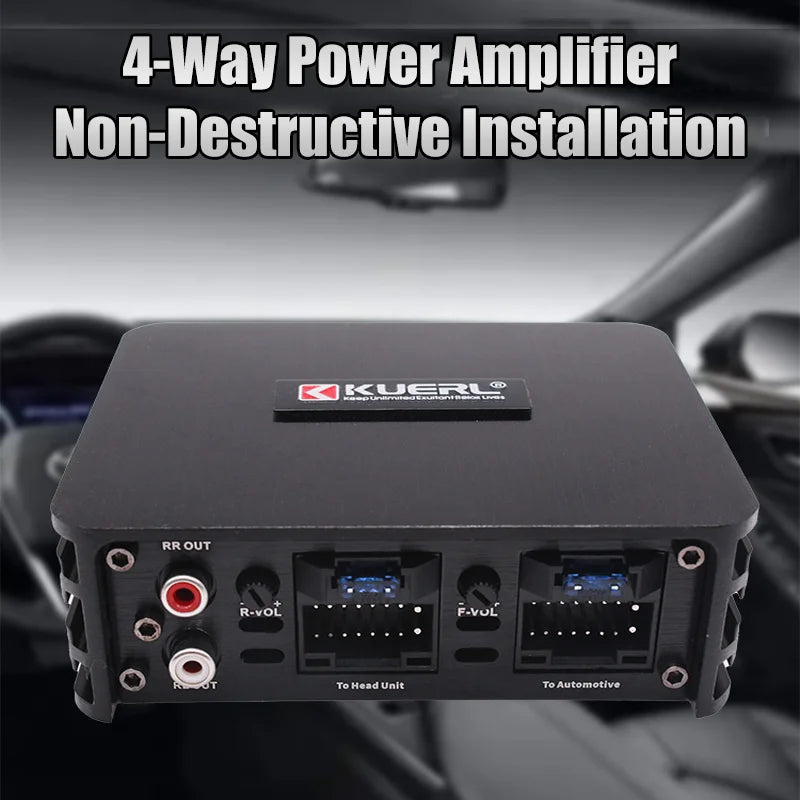 4×60W DSP Car Audio Amplifier – Class AB, Non-Destructive Install, Android Screen Compatible