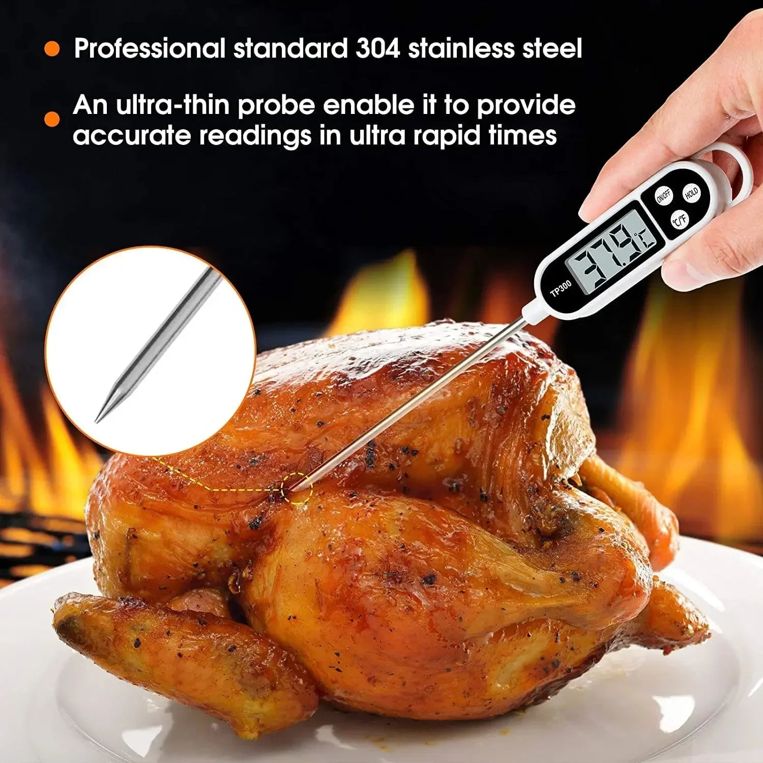 Digital Kitchen Thermometer – Electronic Food & Meat Temperature Measuring Tool with LCD Display