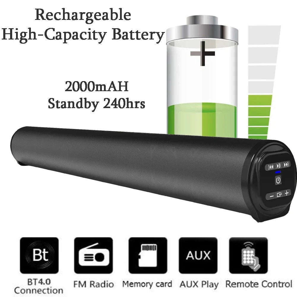 Super Powerful Wireless Bluetooth Sound Bar with Subwoofer & FM Radio