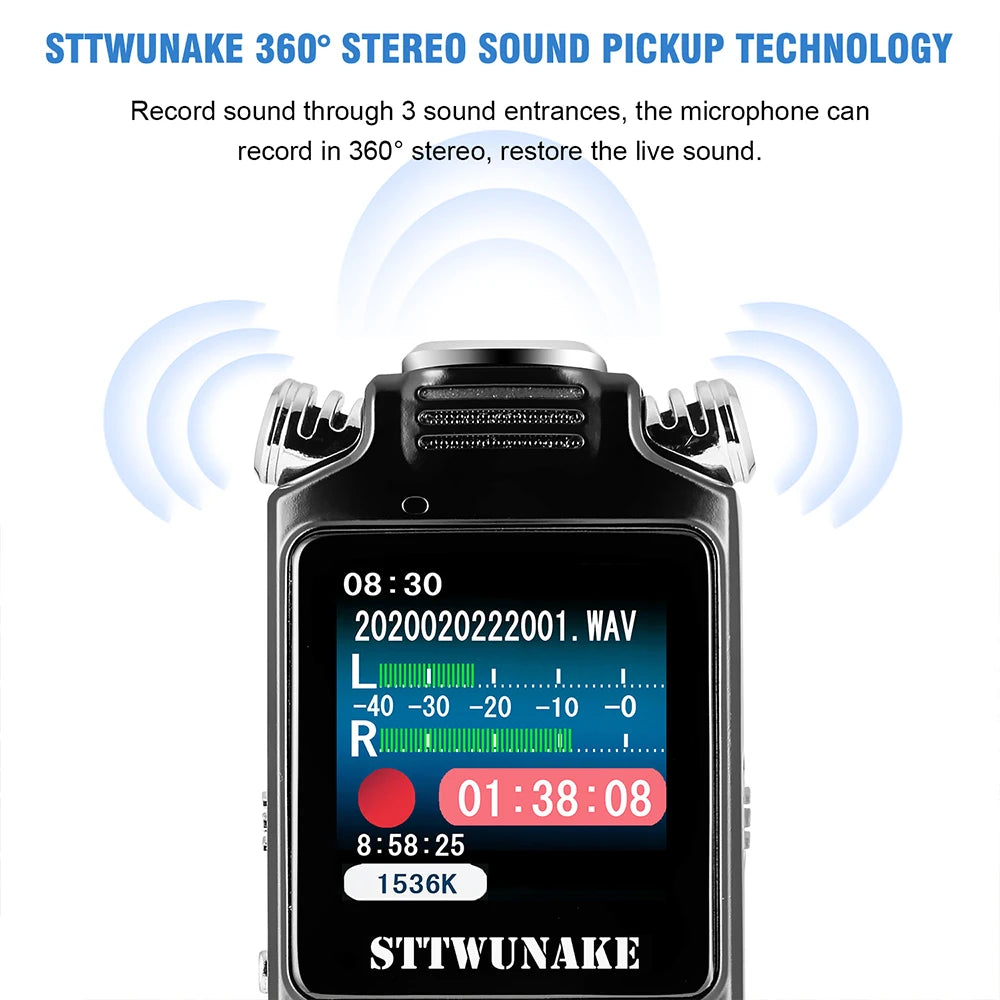 Professional Voice Activated Digital Audio Recorder – 8GB/16GB/32GB, Noise Cancelling & PCM Support