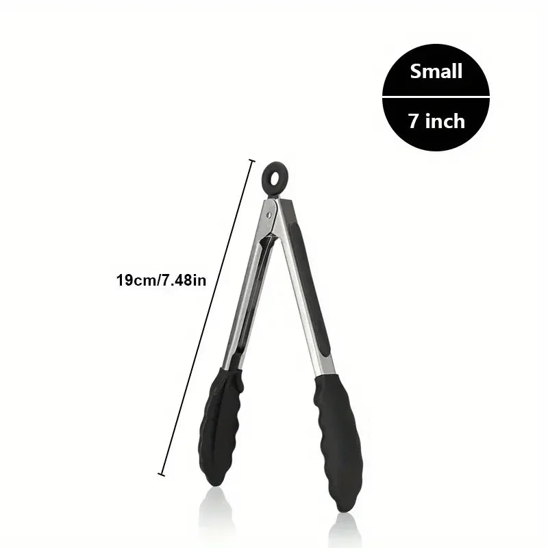 3 Size Available Heavy Duty Stainless Steel Kitchen Tongs with Silicone Tips High Heat Resistant Locking Design Secure Grip