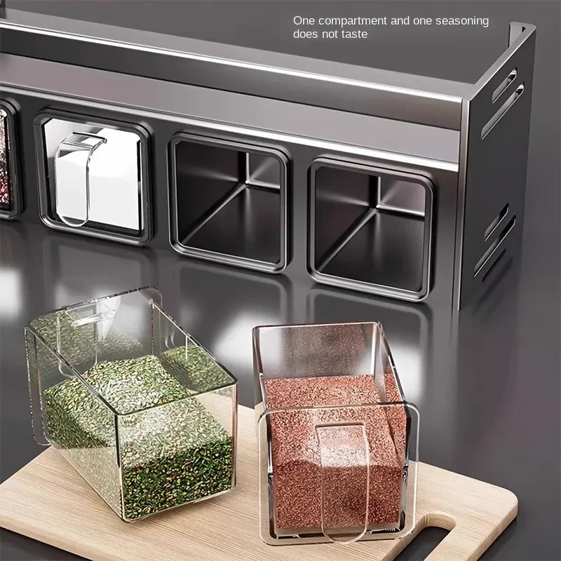 Stainless Steel Wall-Mounted Spice Rack – Multi-Functional Kitchen Organizer