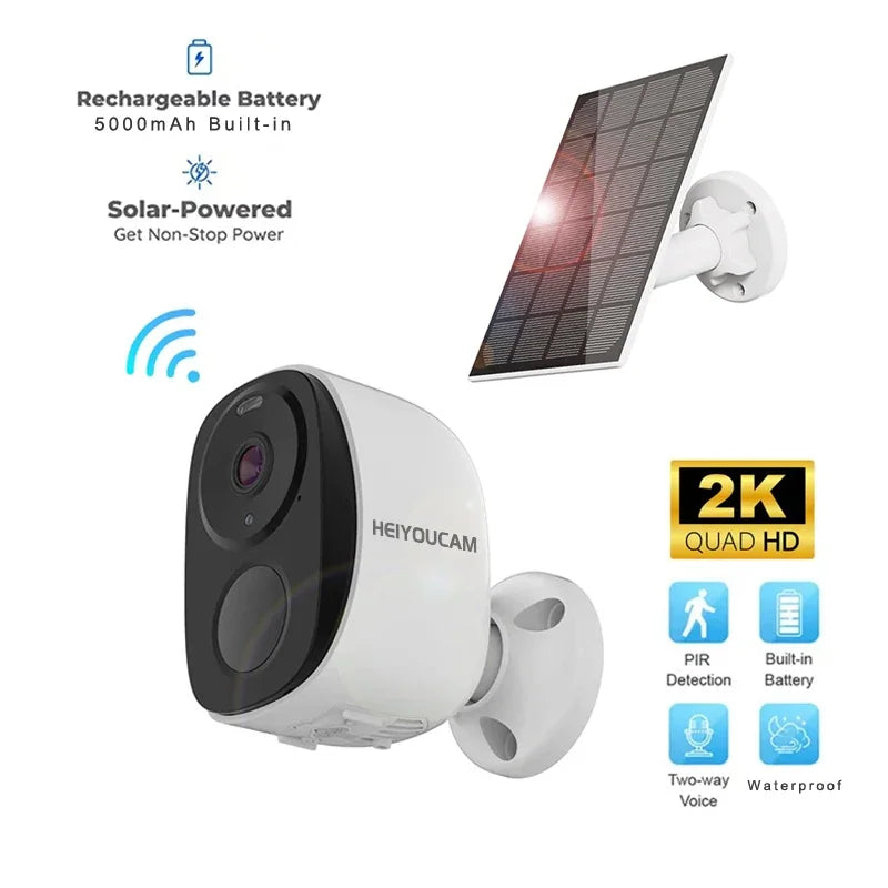 2K 3MP Wireless Outdoor Security Camera – Battery Powered with Spotlight & Siren