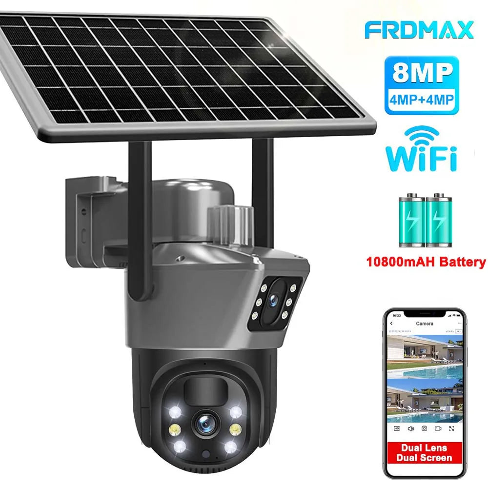 8MP 4K WiFi Solar Camera – Outdoor Wireless CCTV with Dual Lens & PTZ