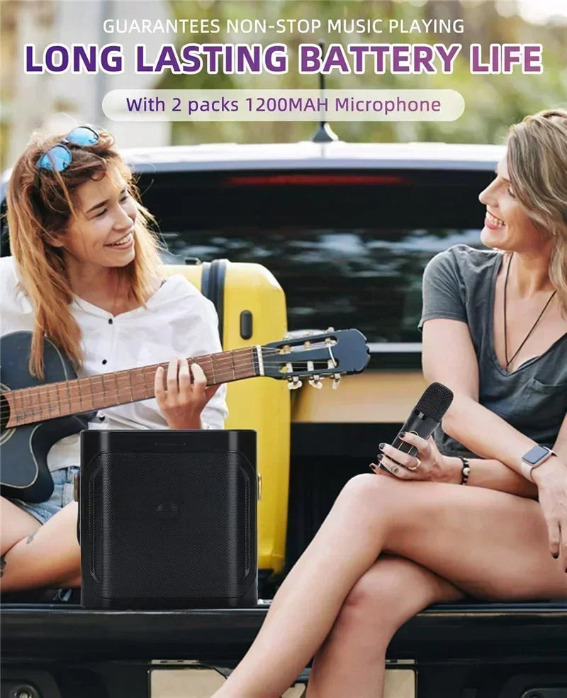 High Power Portable Karaoke Bluetooth Speaker with 2 Mics & 360° Surround