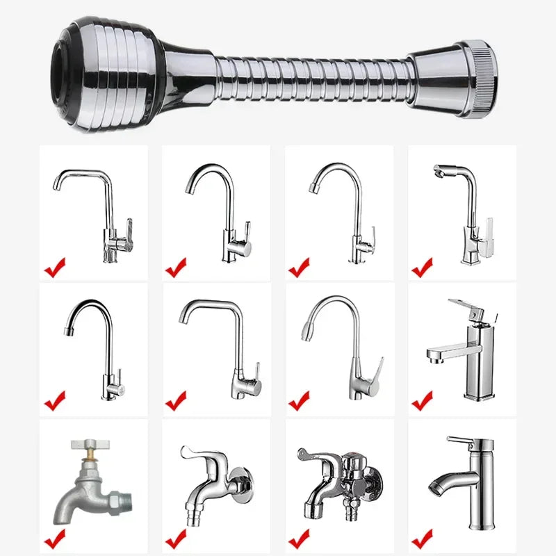 2-Mode 360° Rotatable Faucet Bubbler – High Pressure Water-Saving Extender for Kitchen & Bathroom