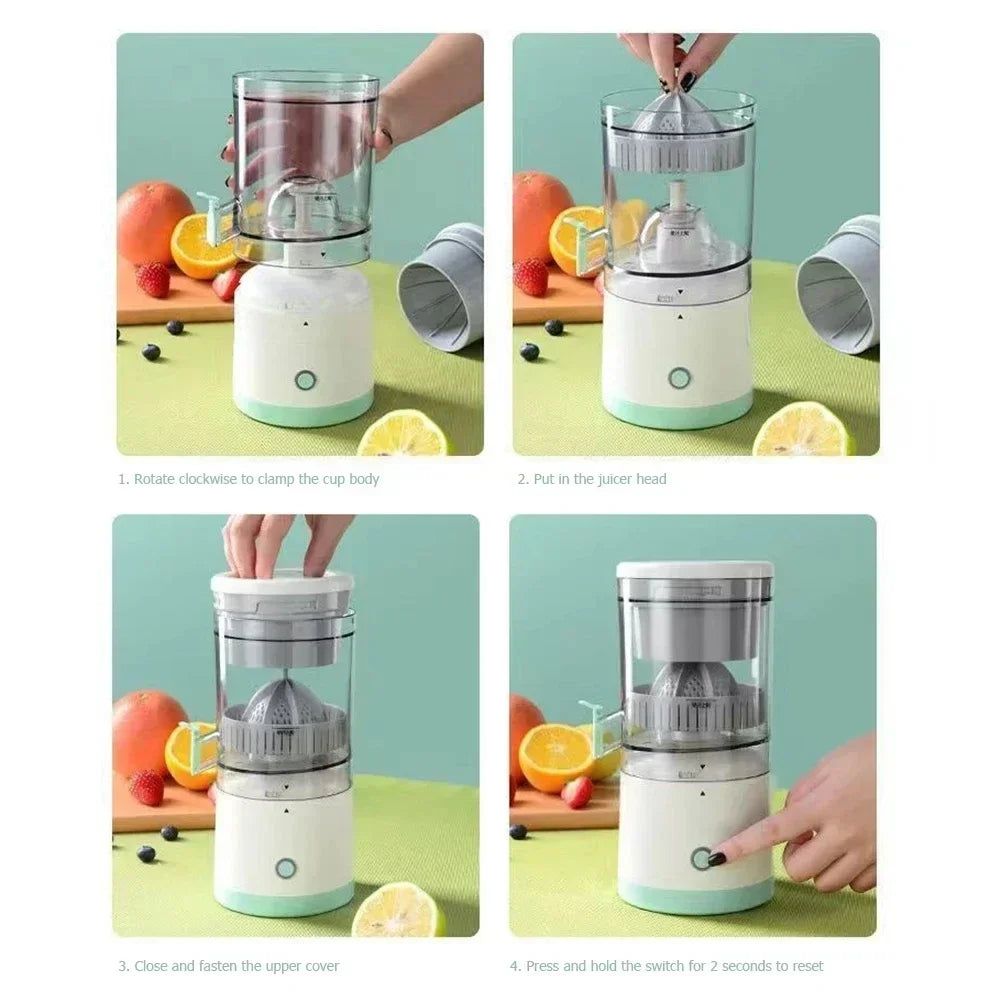 Electric Citrus Juicer – USB Rechargeable Orange & Lemon Squeezer