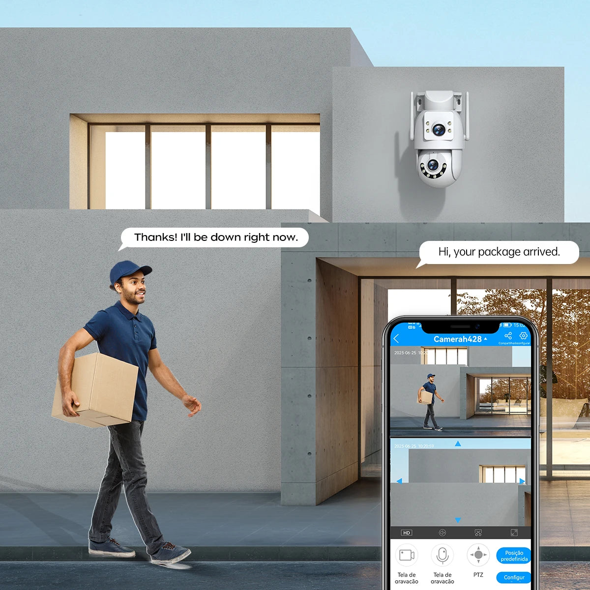 Jooan 4K 8MP Dual-Lens Outdoor WiFi PTZ Security Camera – 5X Zoom, 5G WiFi, AI Auto Tracking, ONVIF, Night Vision, CCTV IP Camera